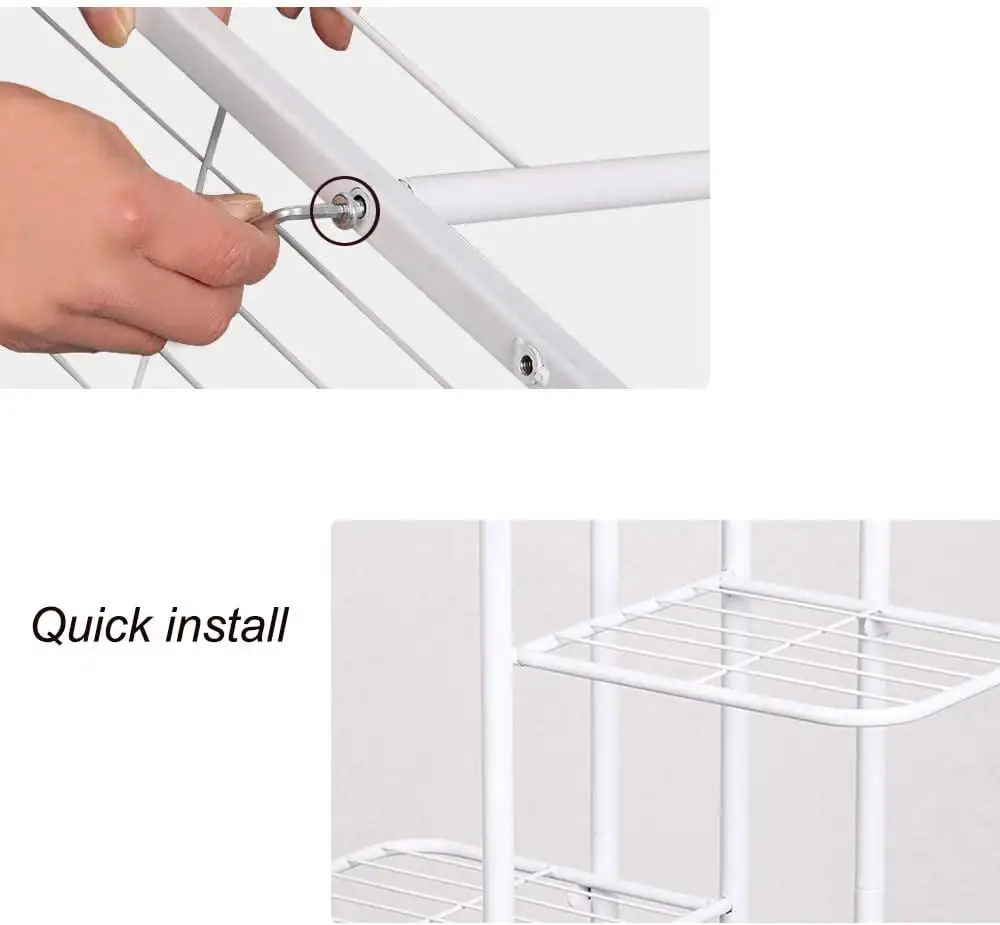 Metal White 8-Shelf Flower Stand Plant Display for Indoors and Outdoors