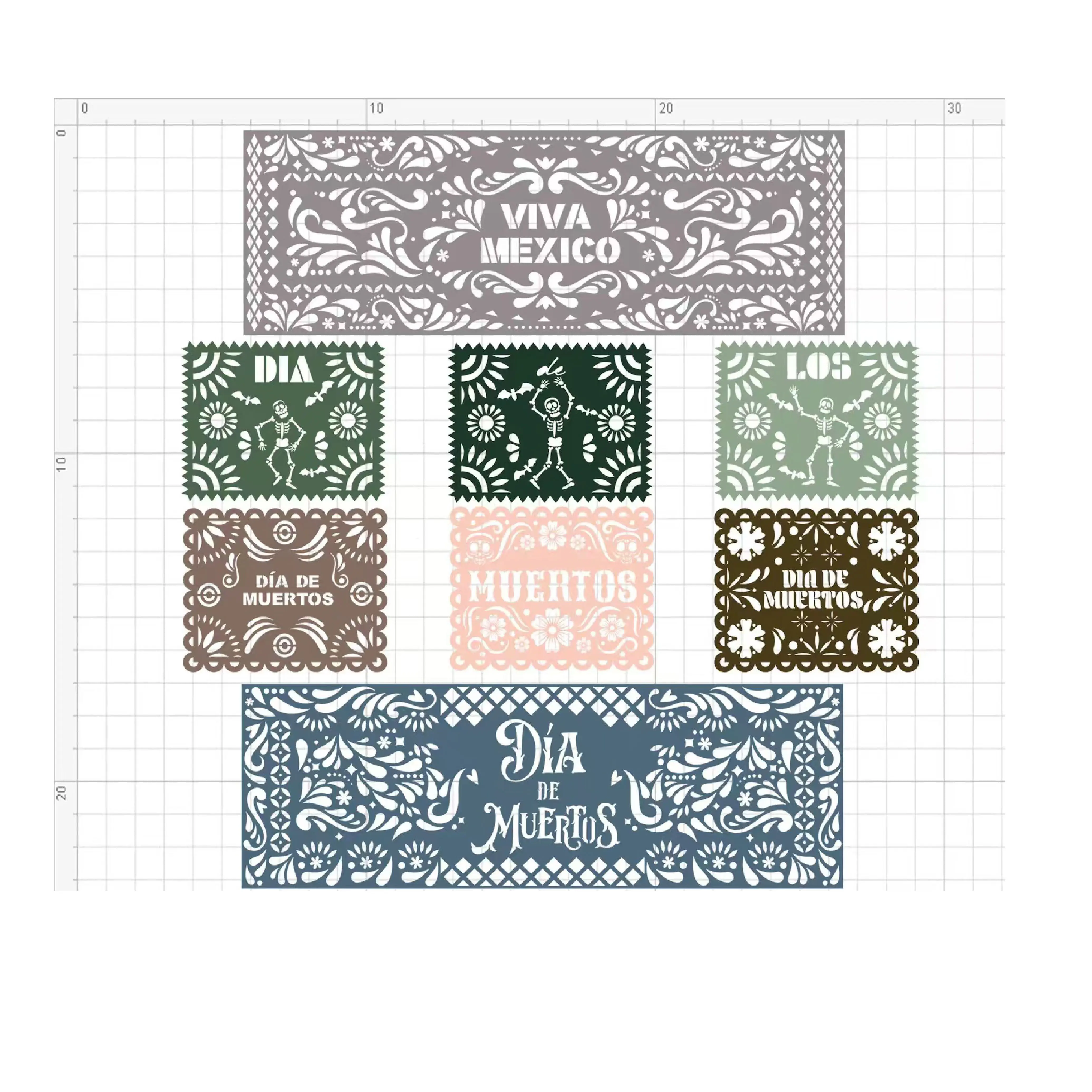 Papel Picado рамка SVG мексиканские фразы максиканский баннер для вечеринки Viva México Cricut Joy силуэт фиеста овсянка войлочный материал