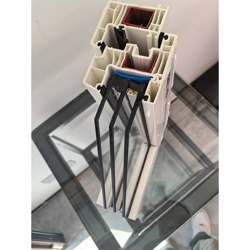 High Quality PVC Casement Windows Dark Gray Laminated Glass Hurricane Impact Resistant Features Modern USA Standard Plastic