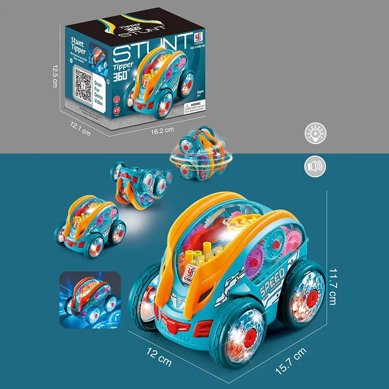 Hot Selling Children Stunt Elephant Toys 360 Degree Rotatable Four Wheel shark Drive Stunt Vehicle Toy For Kid