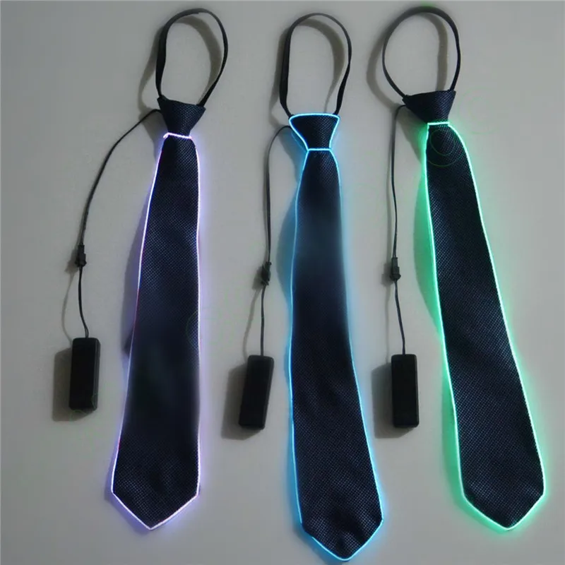 Hoesales Light Up Striped Glowing El Tie Luminous Necktie