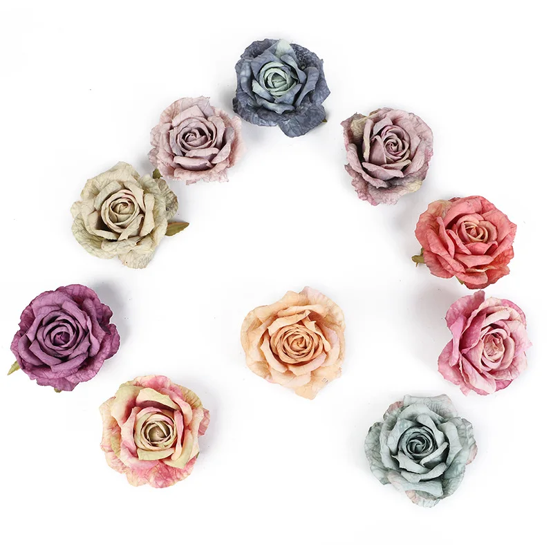 
Wedding decorative wreaths silk roses head Artificial flowers wreaths roses flower wall DIY gift box Bride wrist flower 