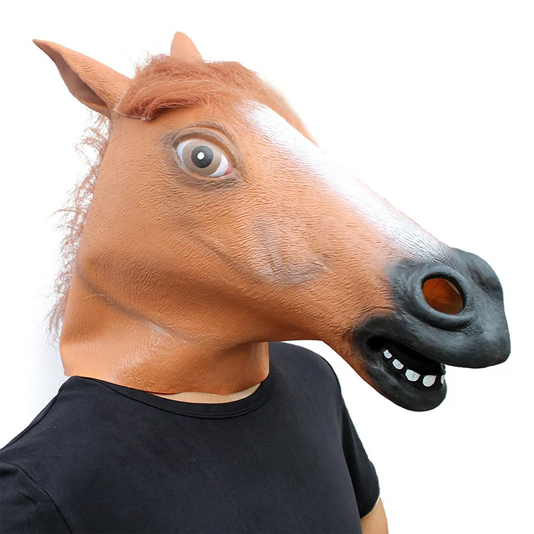 Super September Halloween black horse head brown horse head cosplay masquerade show cute latex animal mask