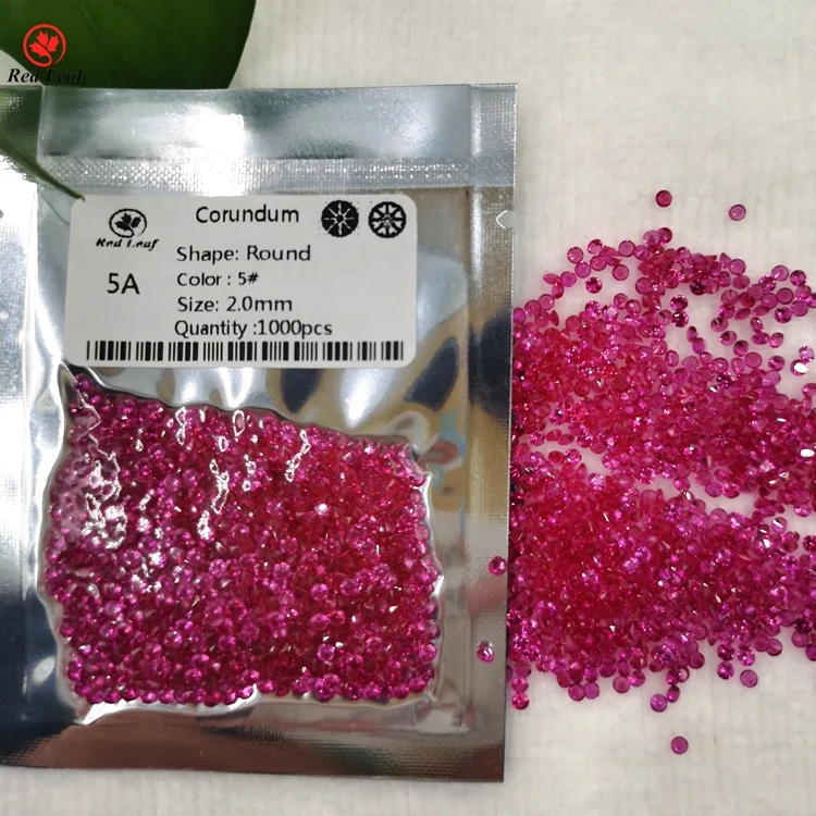 Redleaf Jewelry ruby loose gemstones round brilliant cut synthetic corundum red 5# 2.0mm
