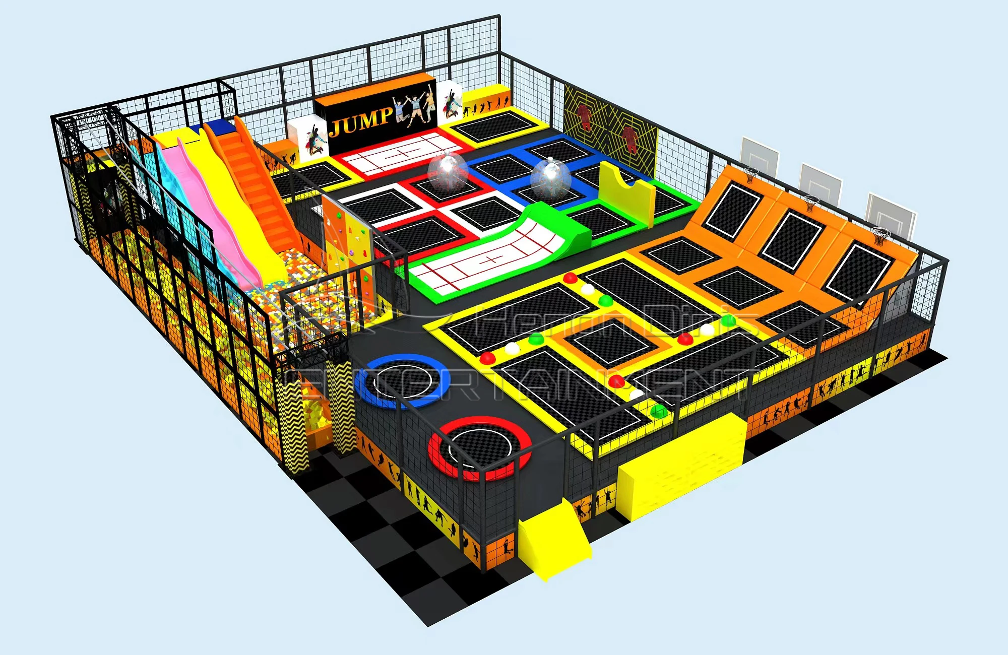 Professional customized colorful customized trampoline park indoor playground for kids and adults for sale