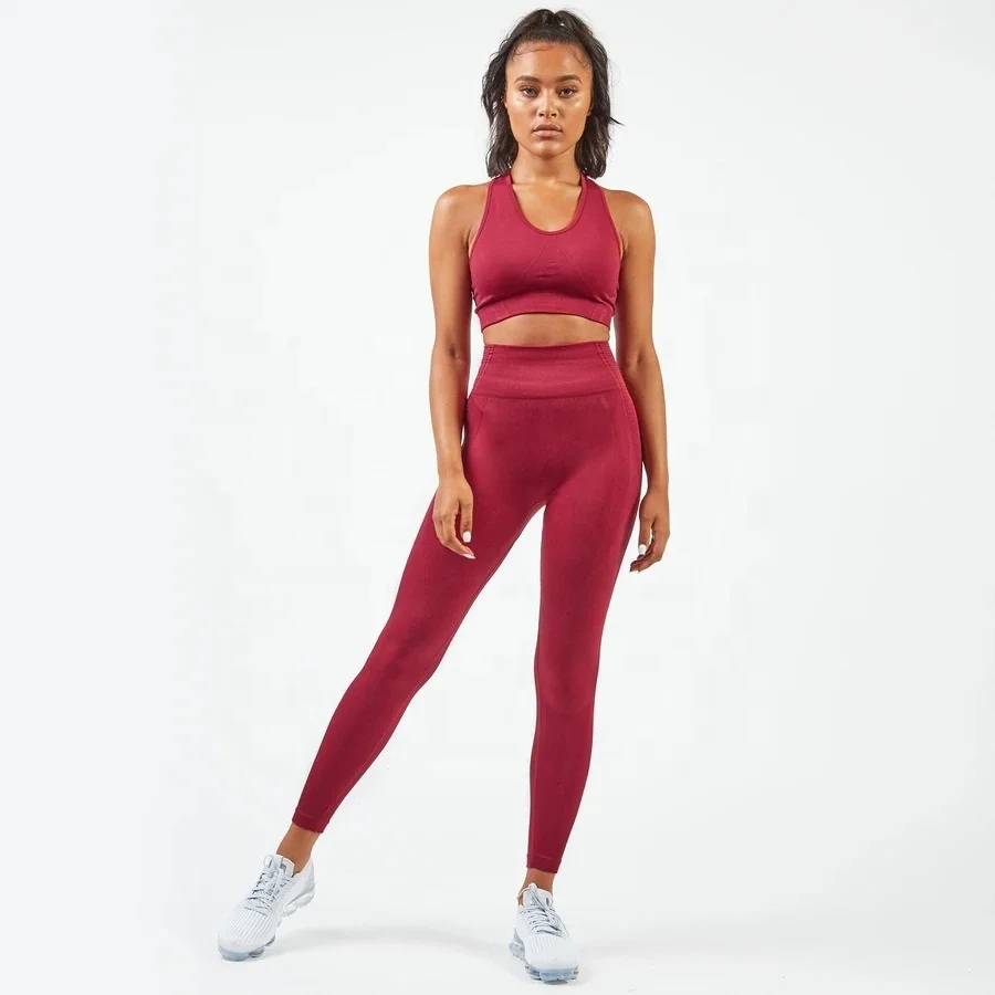 Индивидуальные Женские Бесшовные Леггинсы для спортзала + бюстгальтер, одежда для фитнеса