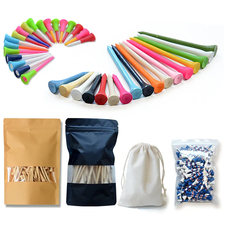 Wholesale Manufacturer Bamboo Golf Tee Natural Color Custom Logo/Packing Professional Wood Golf Tees