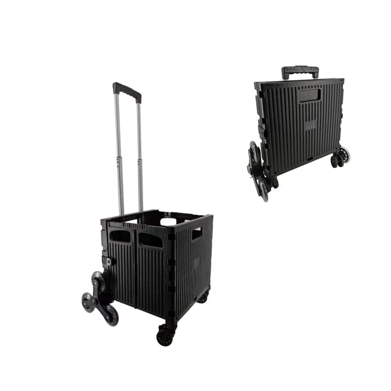 Brand New Plastic Folding Trolley Cart Stair climbing Cart folding trolley for shopping with 3 wheels
