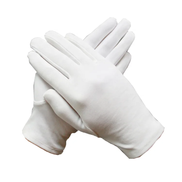 Custom logo premium uniform marching band white cotton gloves Household working cheap white cotton Gloves