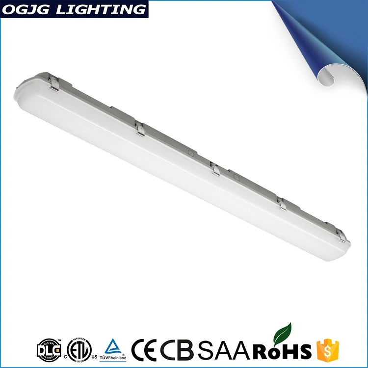 ETL DLC CE subway station ip65 tri-proof tube fixtures trunking system hanging batten lighting tunnel emergency led linear light