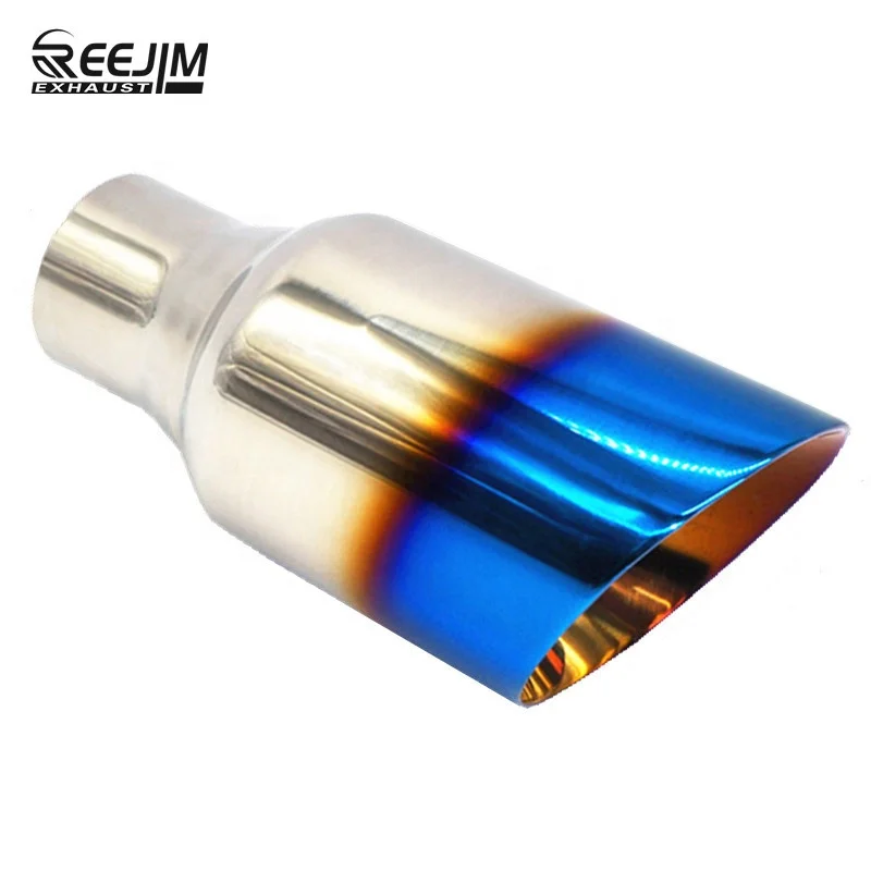 
63mm inlet 102mm outlet Blue Burnt Slanted Stainless Steel Universal car muffler tip car exhaust tip 