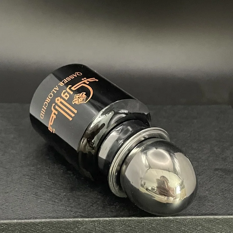 BM Luxury fancy arabian attar K9 crystal black essential oud oil bottle empty oil perfume crystal bottle with silver metal lid