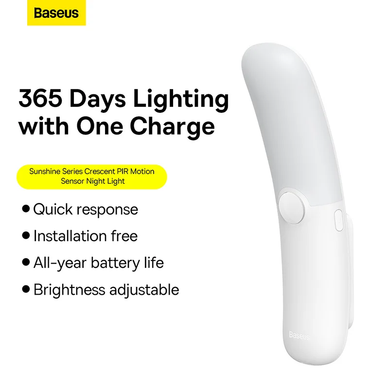 Baseu.s Intelligent Human Body Sensor Night Lamp Chargeable Emergency Lighting LED Wall Light