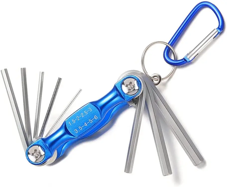 Supplied Directly by Factory 8 Piece set High Quality Aluminium Folding Allen Key with Carabiner