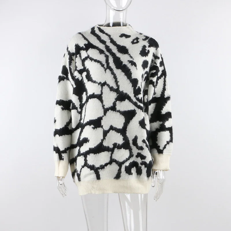 Trendy Winter Animal Jacquard Knit Fitness Clothing Knitwear Woman Casual Fluffy Tops Women Stylish Knitted Sweater For Ladies