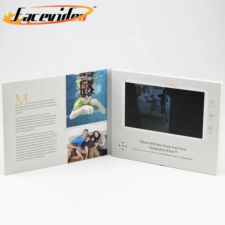 Factory Directly advertising gift business promotional items greeting card picture book lcd video mailer