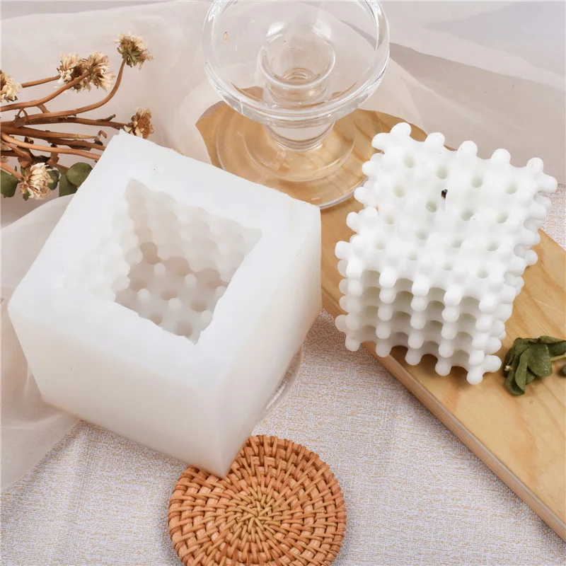 Beeman Home Decoration DIY Resin Crafts Casting Epoxy Resin Molds Geometric Shape 3d Cube Square Bubble Silicone Candle Mold