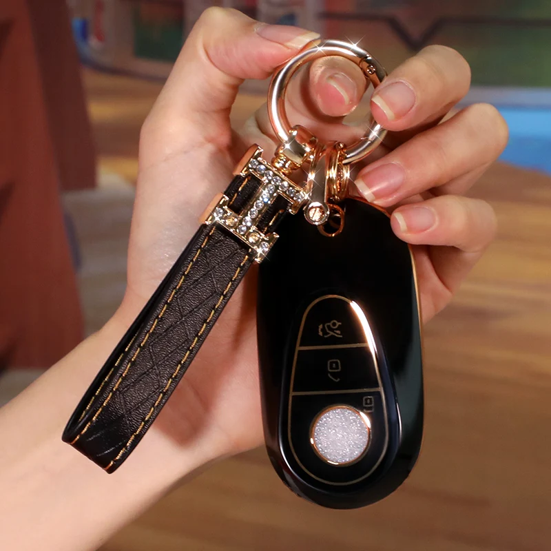 TPU Diamond Benz Car Key Cover suit for 22 Benz new C-class key sets C260L C200L S400 S450 S480 car keychain
