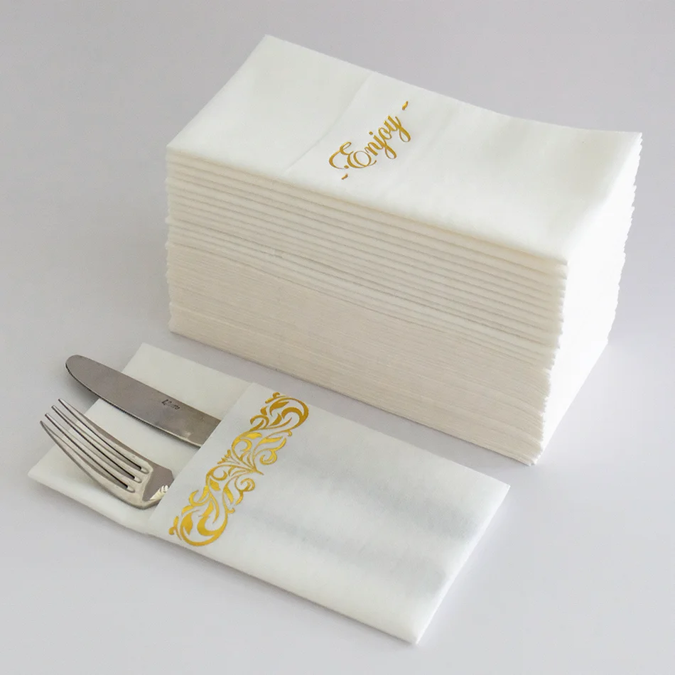Premium Absorbent Luxury Airlaid Paper Napkins 1/8 Fold for Hotel Restaurant Cutlery Airlaid Napkins