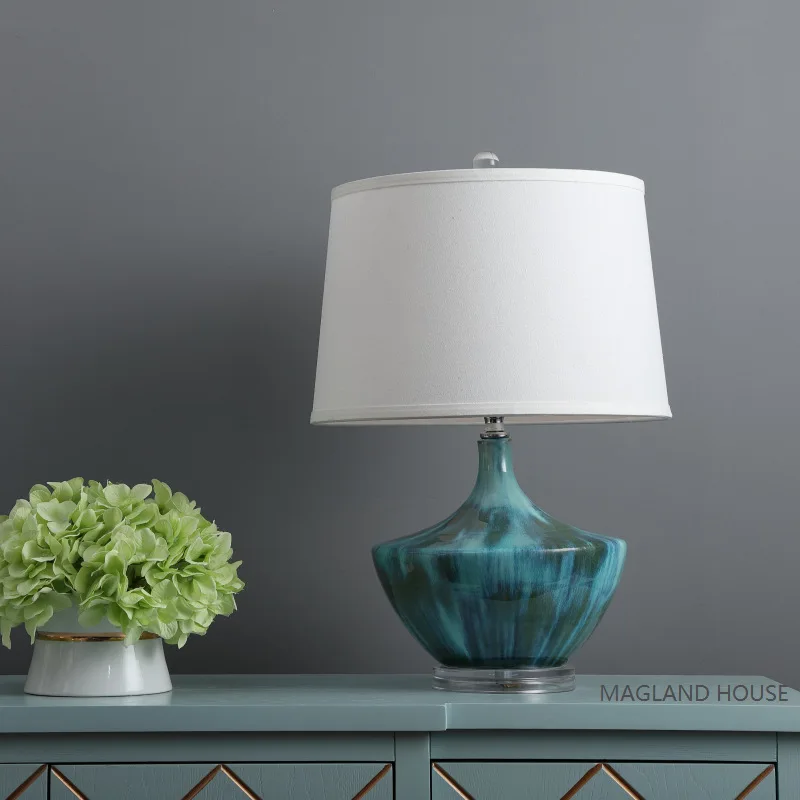 JLT-8101 classic blue finish Chinese ceramic table lamp light for living room