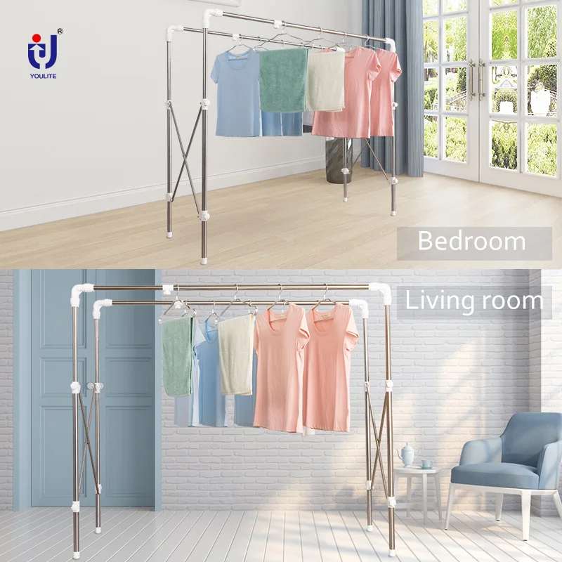 2 in 1 Folding Over Door Clothes Air Dryer Rack Wall Mouted Indoor Airer Drying Laundry Hanger Rack with 4 Hooks