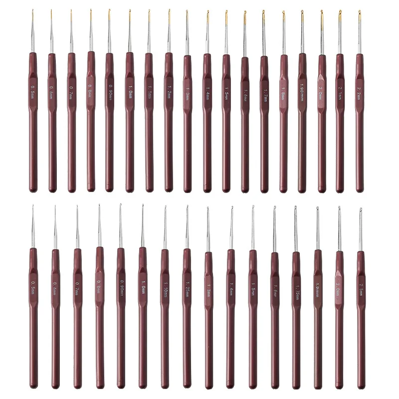 Wholesale Gold-Plated Crochet Lace Knitting Tool Set Sweaters Hats Scarves Socks Micro Crochet Hooks Small Lace Crochet Needles