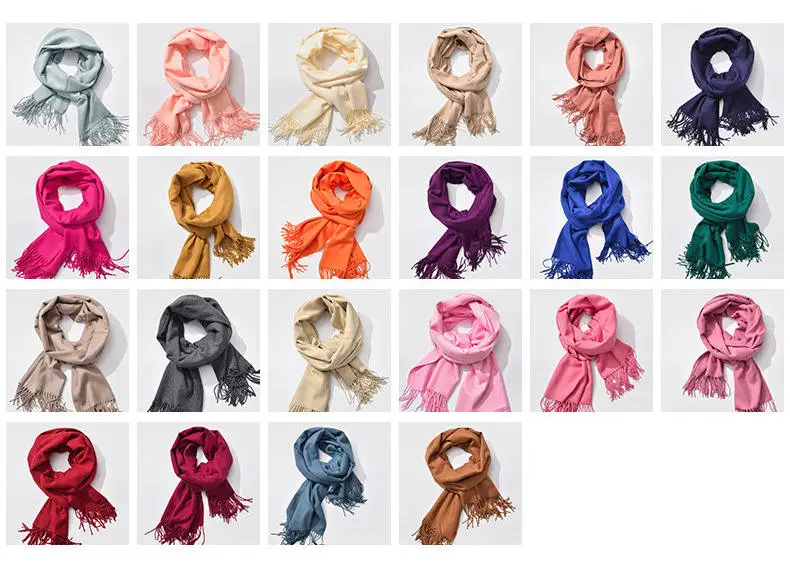 1688 Purchasing Agent China Pashmina Scarf Winter Solid Color Acrylic Cashmere Scarves Shawls For Women