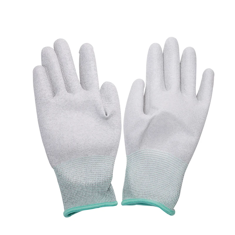 Polyester Knitted Anti Static Pu Palm Coated Gardening Protection Esd Top Fit Safety Work Glove Esd Cleanroom Gloves