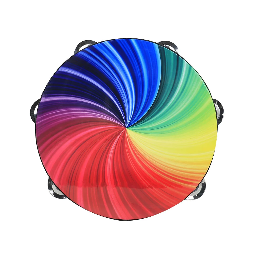 8-Inch Colorful Double Row Tambourine Hand-Cranked Orff Percussion Music Drum Musical Instrument Wholesale