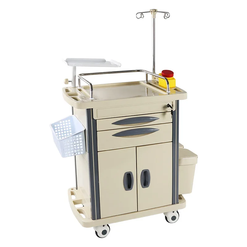 Manufacturer ambulance emergency medicine trolley medical ABS multi-drawer treatment cart multi-function rescue cart