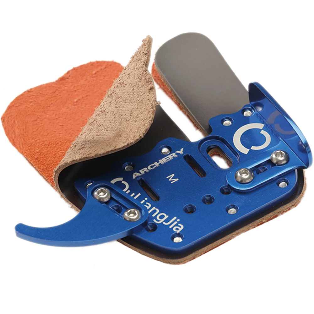 Archery Aluminum Finger Protector Recurve Bow Finger Tab with Hook