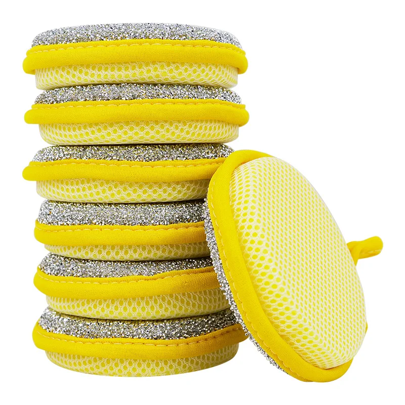FF2854 Kitchen Wire Dish Wash Sponge Scouring Pad Stainless Steel Wool Scrubber Cleaning Brush Pan Pot Double Side Dish Sponge