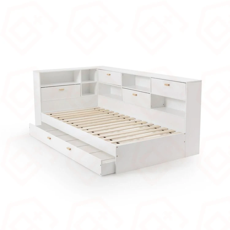 Современная белая высококачественная деревянная простая детская двухъярусная кровать с хранилищем