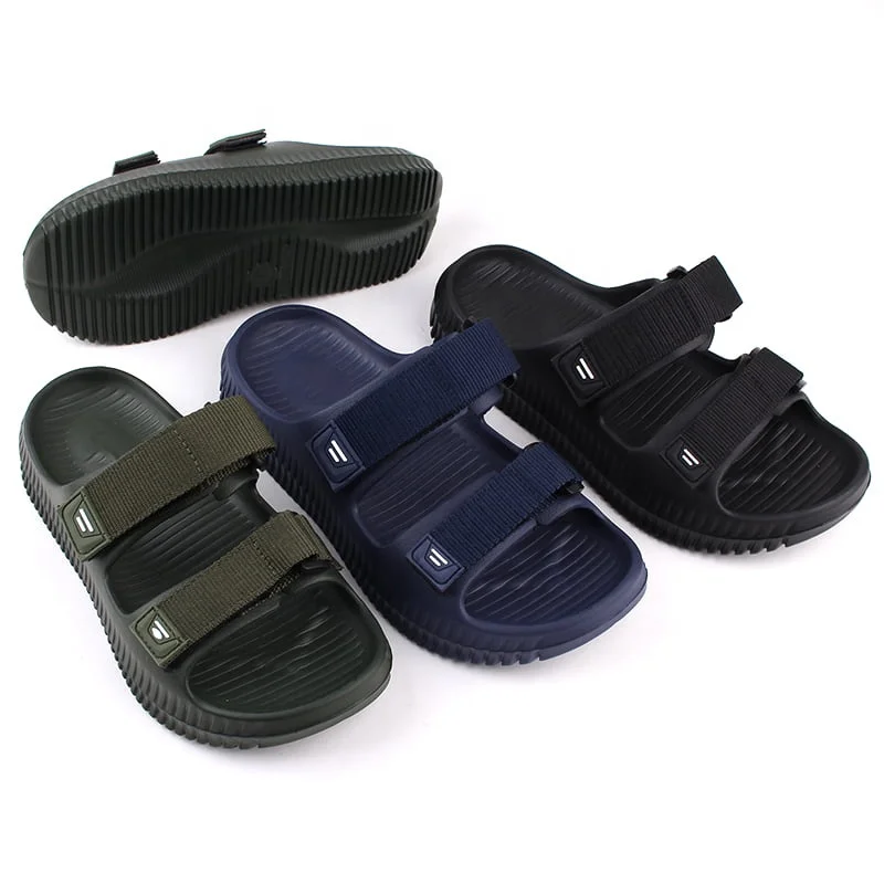 Pillow Slippers Custom Logo Double Buckle Adjustable Thick Sole Cushioned Sandals Chancletas Hombre Custom Slippers Mens Slides