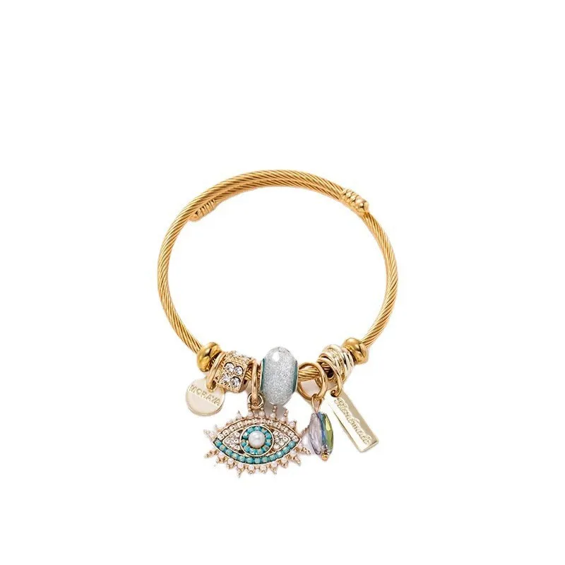 Women Vintage Diy Evil Eye Crystal Rock Pendant Adjustable Bracelet Boho Fatima Turkish Evil Eye Bracelet Meaning