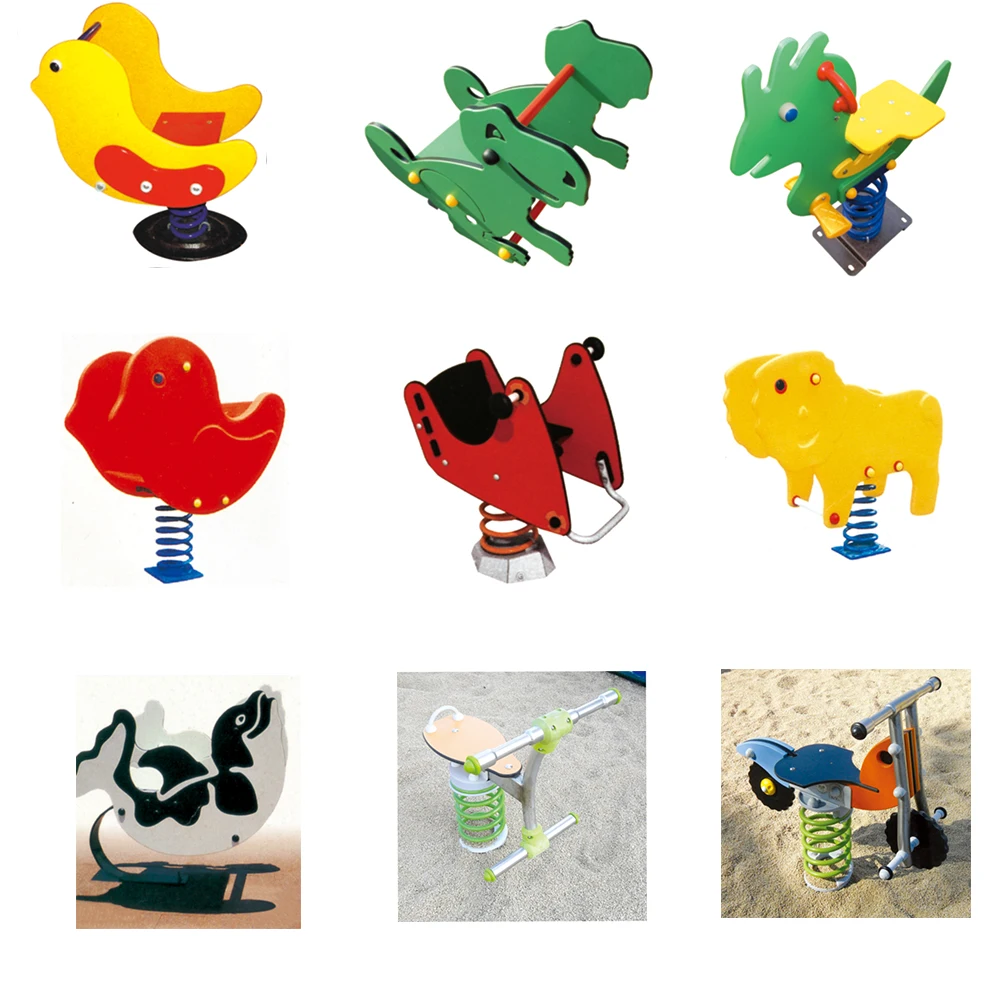 Lovely outdoor horse rocking kindergarten amusement facilities children can choose from a variety of horse rocking shapes