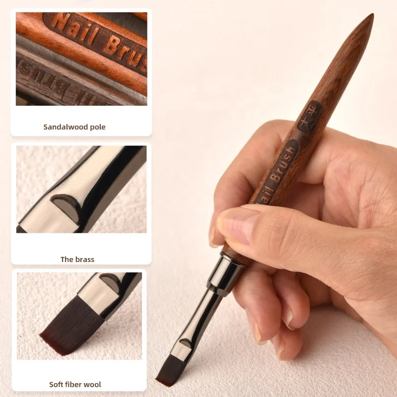 Nail Brush High Quality Wholesale Nylon Hair Sandalwood Handle Nail Art Printing Drawing DIY 3 Types of the Head