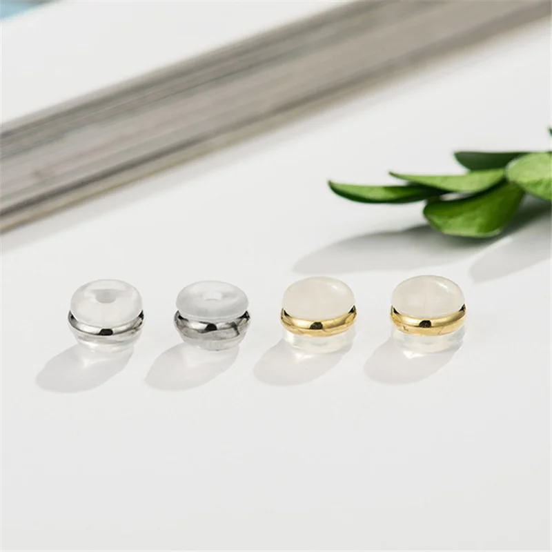 Pure copper plated 14K real gold round silicone ear plugs High-end handmade earrings