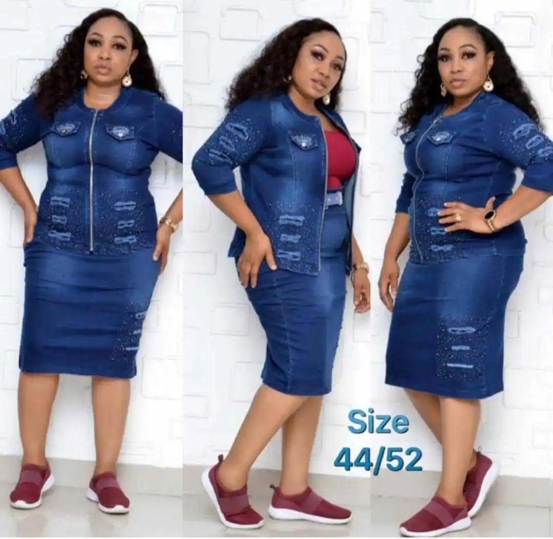 Hot selling new arrival floral printing mothers casual wear washed denim zipper jacket and skirt new women 2 pieces sets 2021