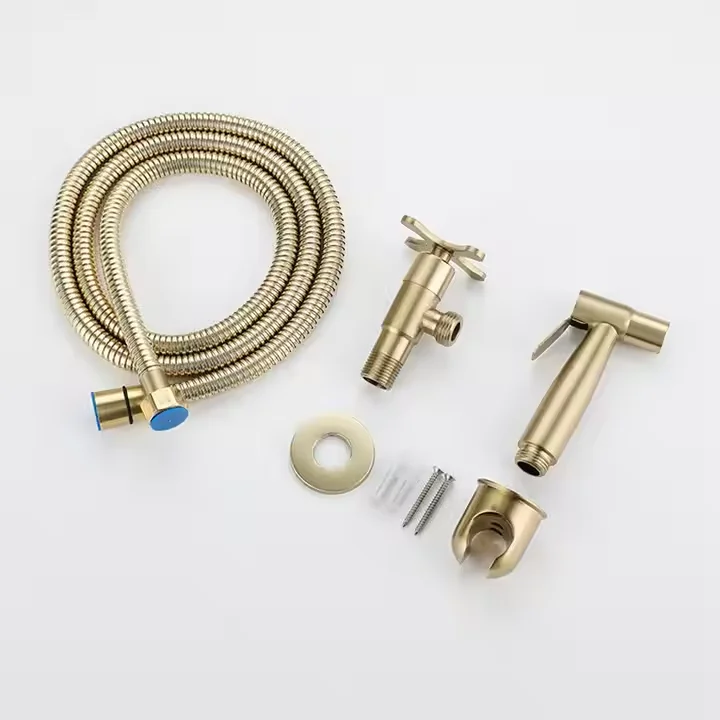 Luxury Brushed gold Wall mounted 304 Stainless Steel Toilet Bidet Sprayer Set Shattaf Muslim Shower Bidet Sprayer