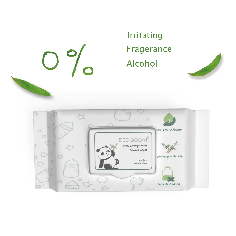 ECO BOOM Wholesale Baby Natural Wet Facial Biodegradable Flushable Toilet Cleaning Wipes