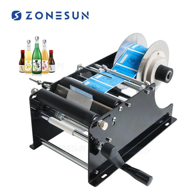 ZONESUN простой ручной влажный клей пластмассовый пивной контейнер банки Этикетировочная машина для бутылок с эфирным маслом