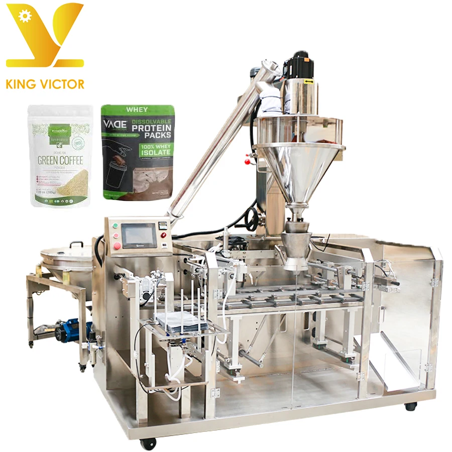 KV Zipper Bag Filling Organic Tail Lions Mane Mushroom Powder Mesin Packaging Machine Premade Pouch Doypack Packing Machine