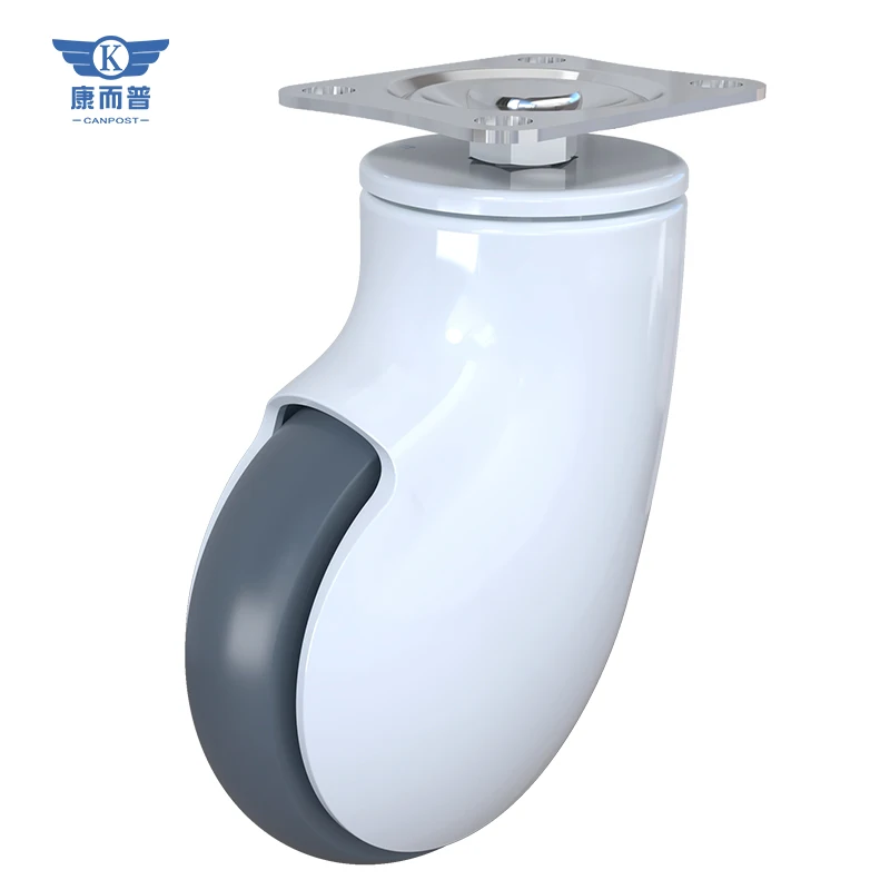 Most Popular Standard Hospital Medical Trolley Wheel High-quality 3/4 Inches TPR Plastic Universal Castor with plate