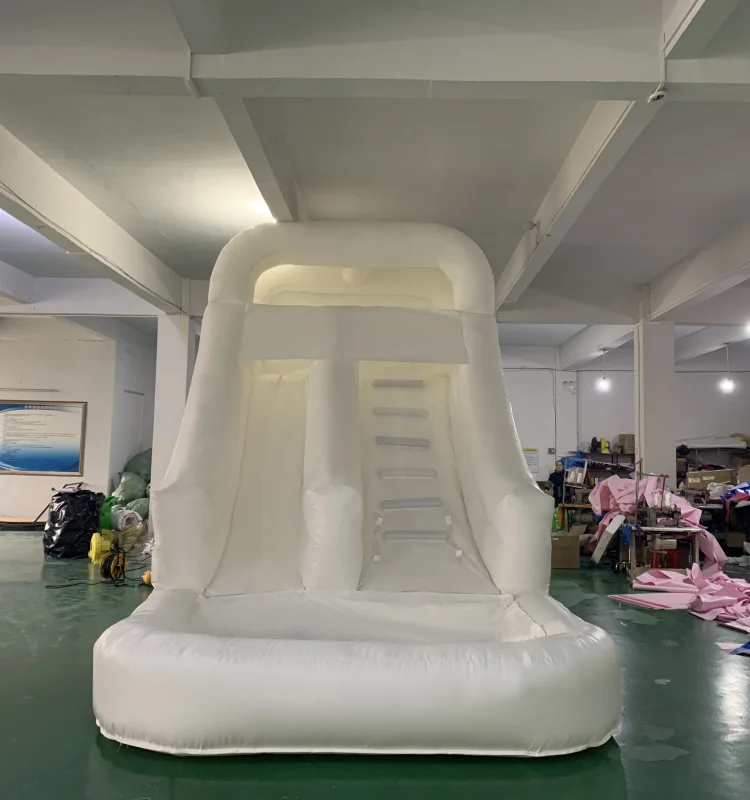 Fun pink White Custom PVC Slide with air Blower Kids Adult Jumping Castle Inflatable Water Slide for Party Water Play Rental