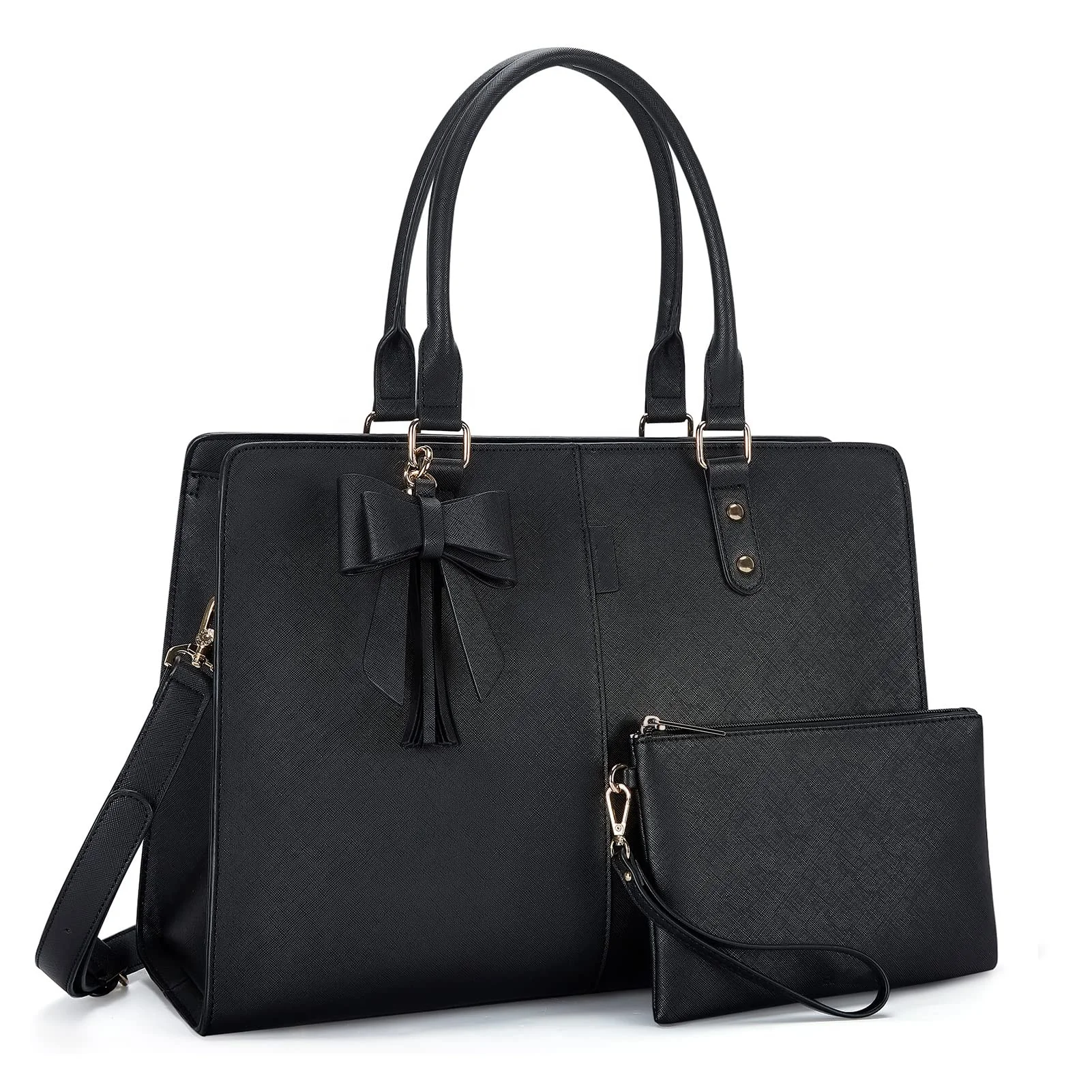 Haoen Laptop Tote Bag Laptop Bag 15.6 inch Work Shoulder Briefcase Computer Messenger with Clutch Satchel Handbag 2 PCS Set