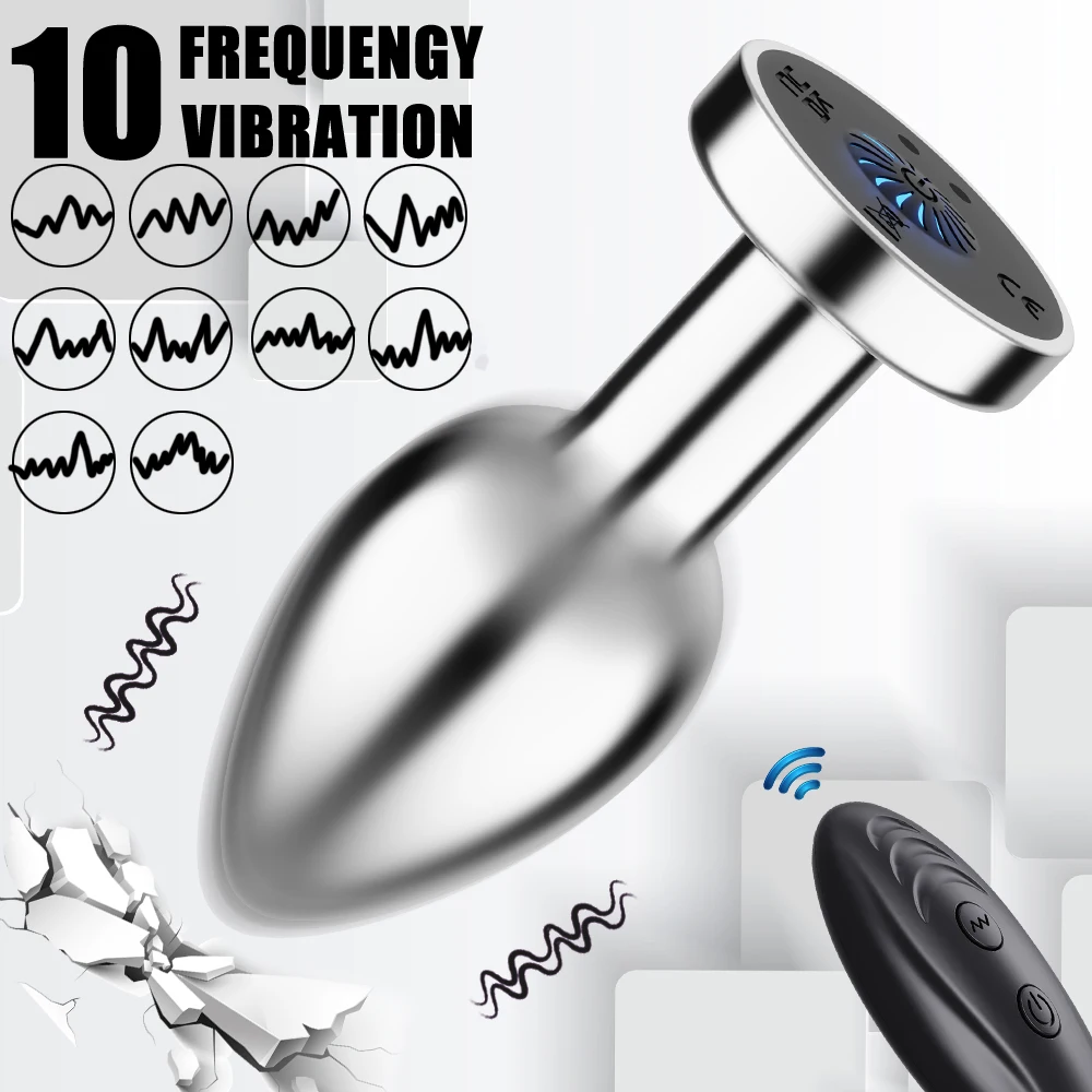Wireless Remote Control Anal Plug Small Vibrating Butt Plug Metal Anal Vibrator Prostate Massager Anal Sex Toy For Men Women