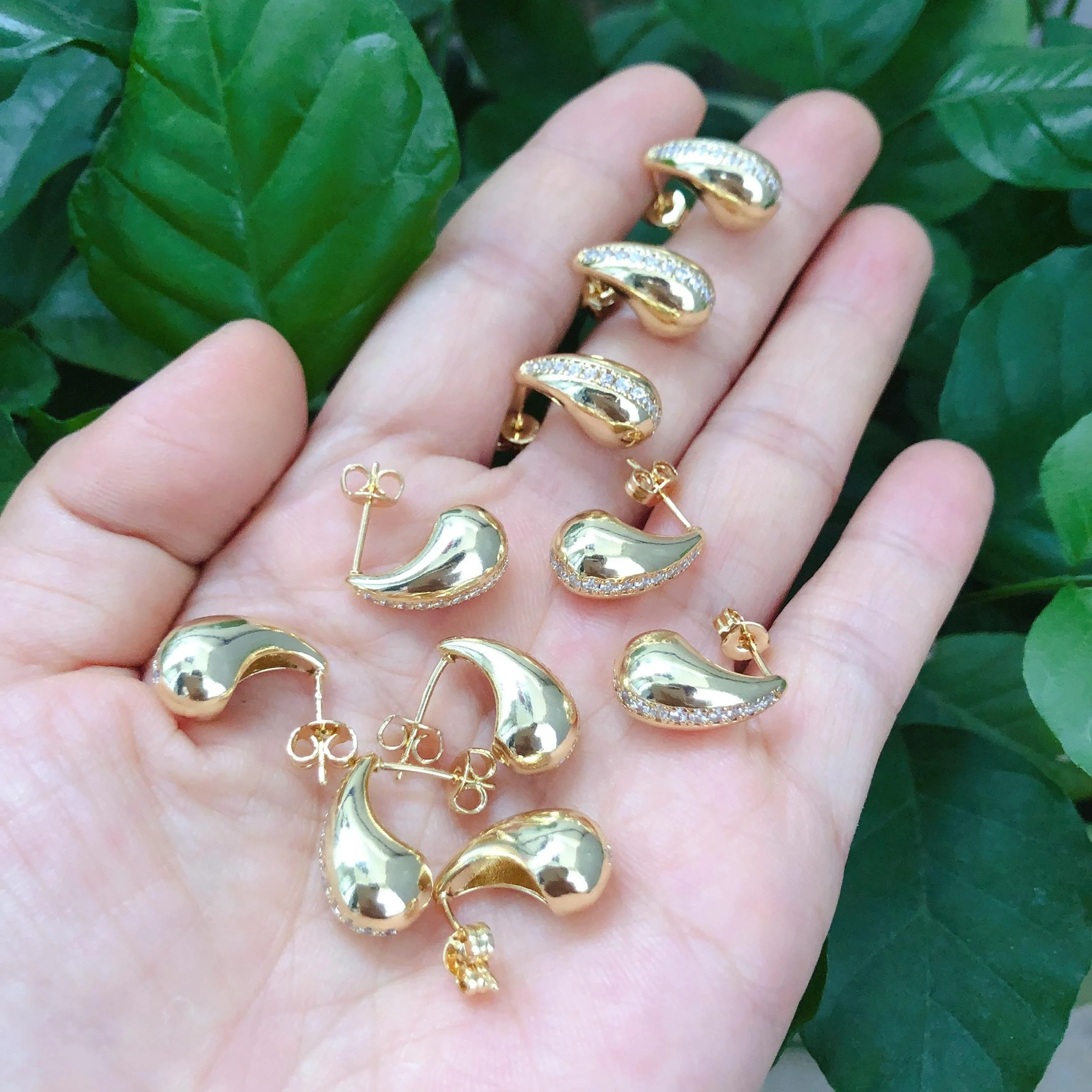 copper silver gold plated earrings wholesale bulk trendy women cubic zircon stud earring fashion jewelry teardrop earrings