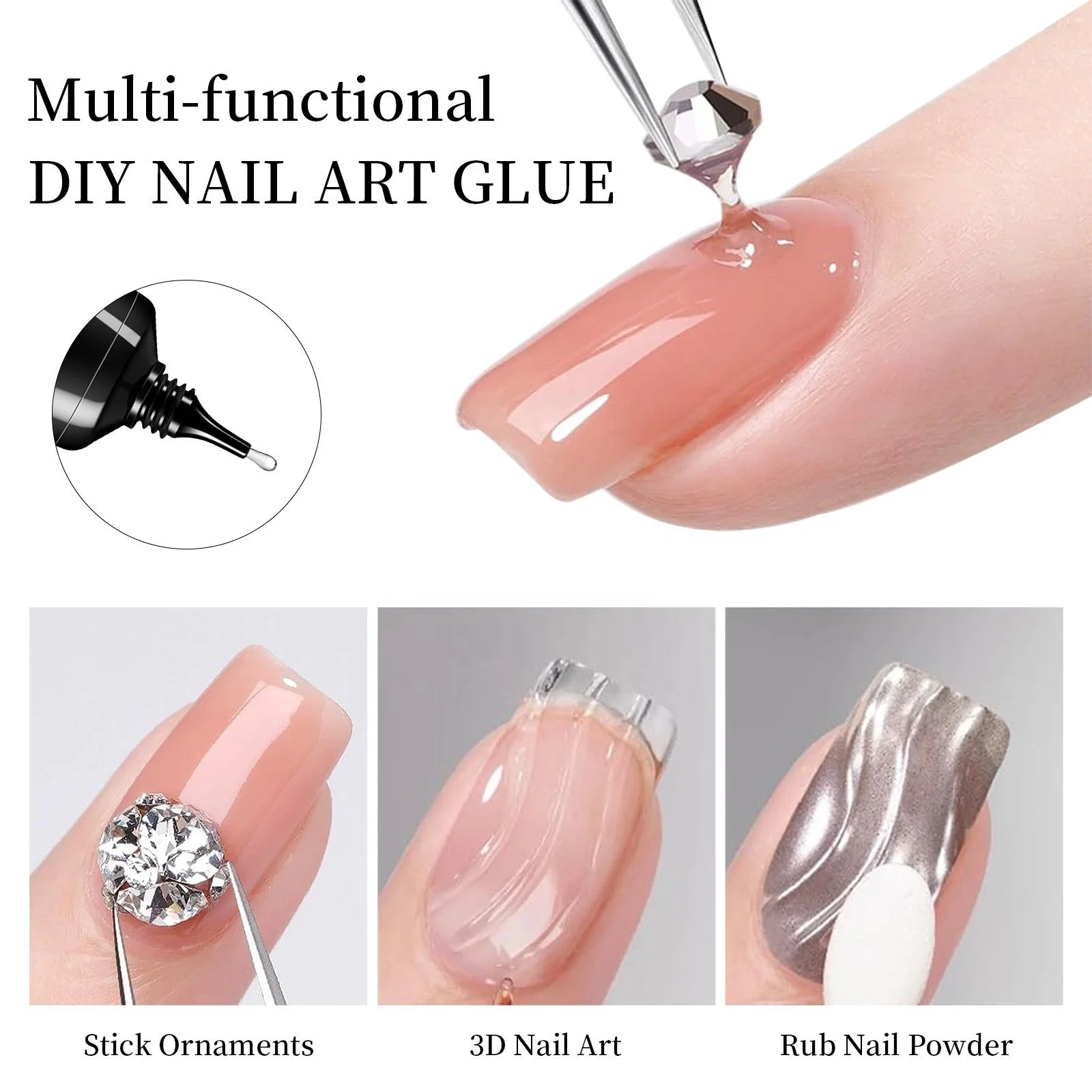 Professional Super Strong Gem Nail Glue Custom Logo Private Label Rhinestone Glue Gel for Nails Diamond Gemstone
