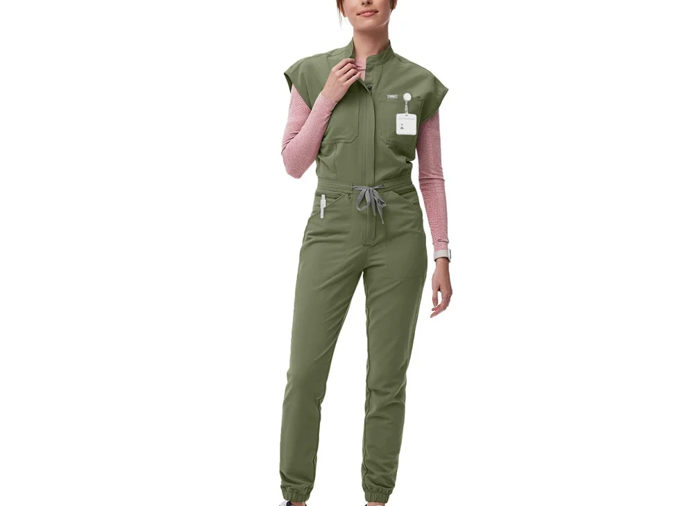 High Quality Hospital Nursing Uniforms Jogger Straight Leg Mandarin Collar Women Doctor Medical Scrubs Uniforms Sets Fashionable
